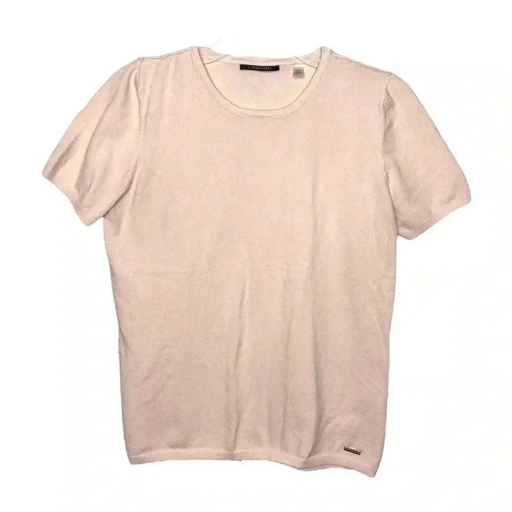 T Tahari Pink Blush Knit Short-sleeve Top